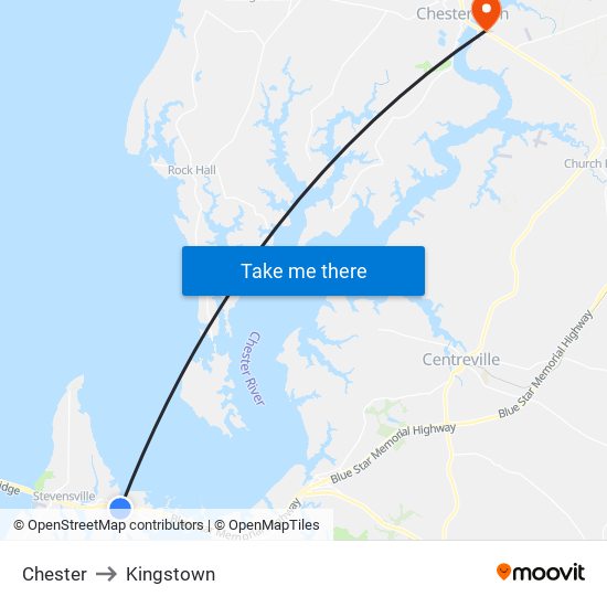 Chester to Kingstown map