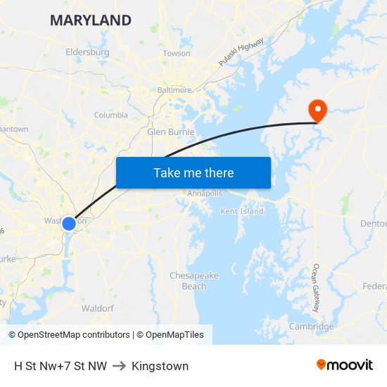 H St Nw+7 St NW to Kingstown map