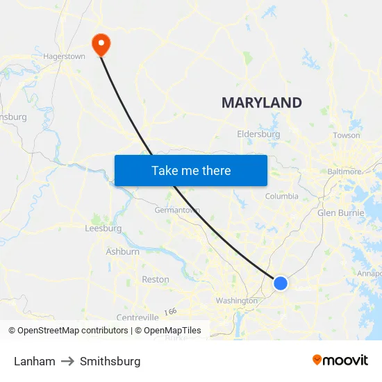 Lanham to Smithsburg map