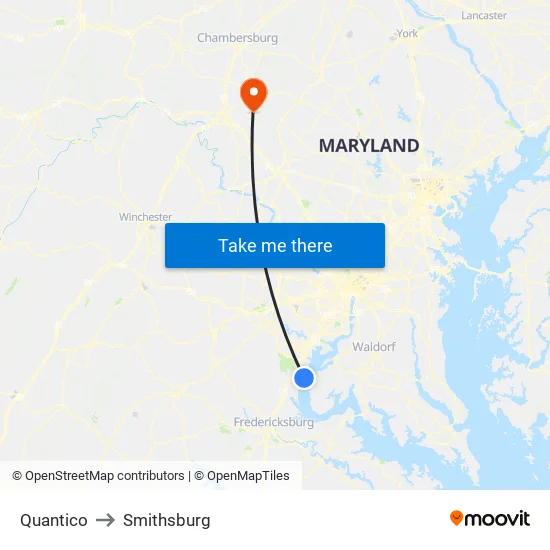 Quantico to Smithsburg map