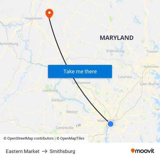 Eastern Market to Smithsburg map