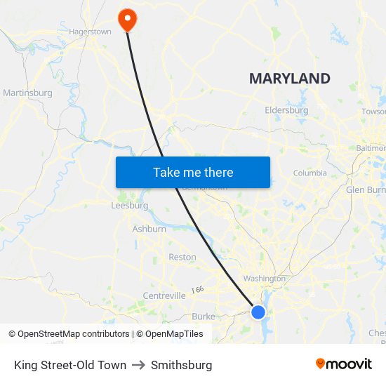 King Street-Old Town to Smithsburg map