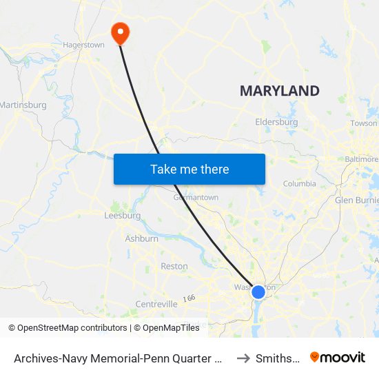 Archives-Navy Memorial-Penn Quarter Metro Station to Smithsburg map
