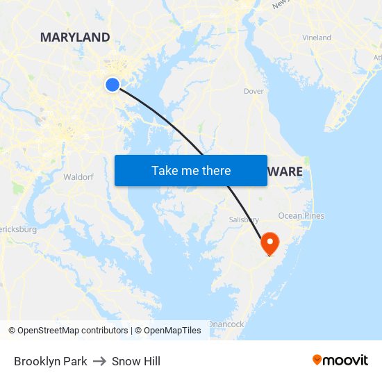 Brooklyn Park to Snow Hill map