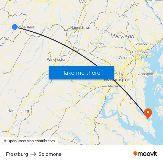 Frostburg to Solomons map