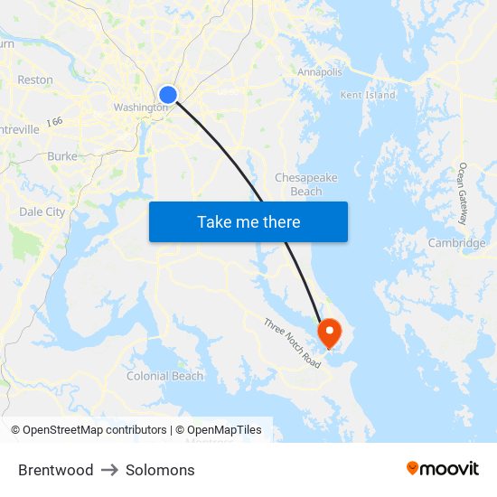 Brentwood to Solomons map