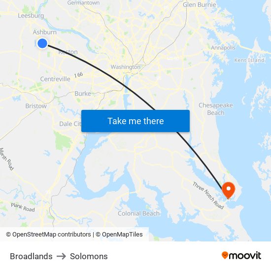 Broadlands to Solomons map