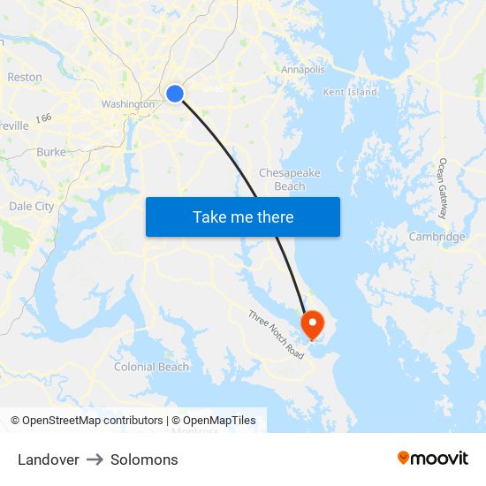 Landover to Solomons map