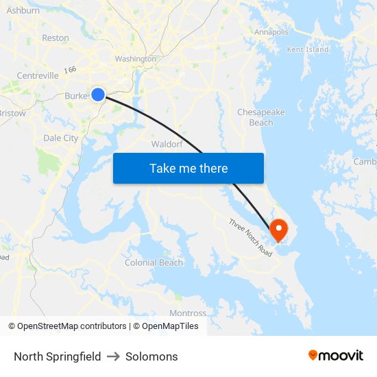 North Springfield to Solomons map