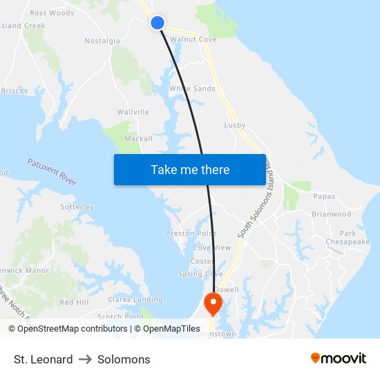 St. Leonard to Solomons map