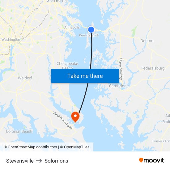 Stevensville to Solomons map