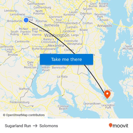 Sugarland Run to Solomons map