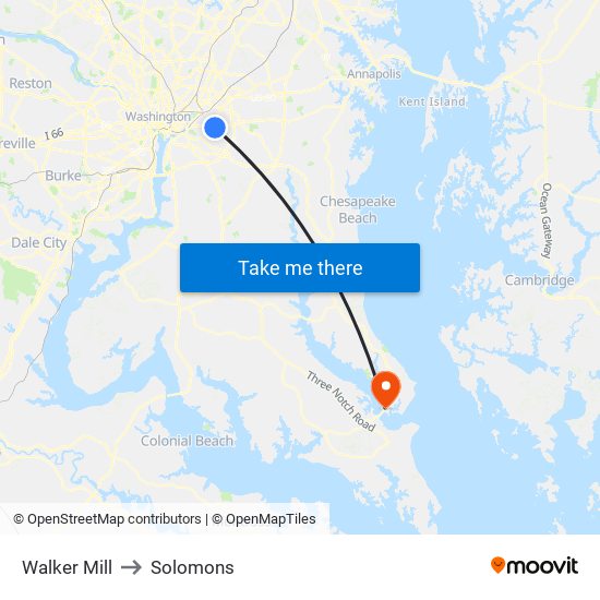 Walker Mill to Solomons map