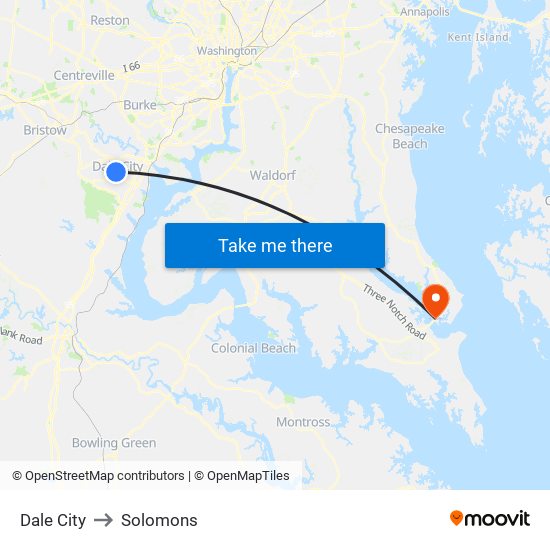 Dale City to Solomons map