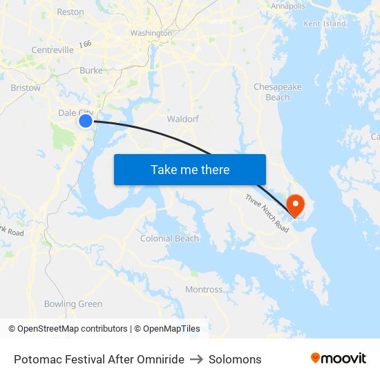 Potomac Festival After Omniride to Solomons map