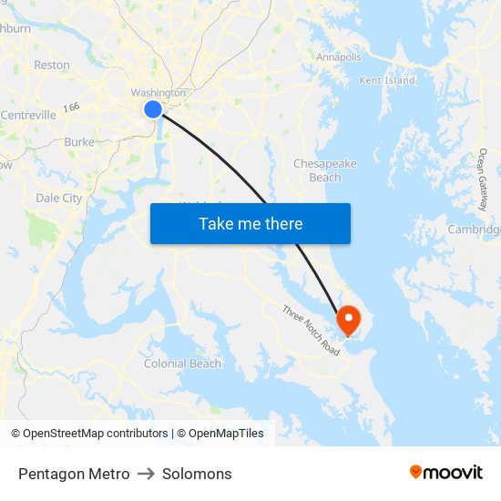 Pentagon Metro to Solomons map