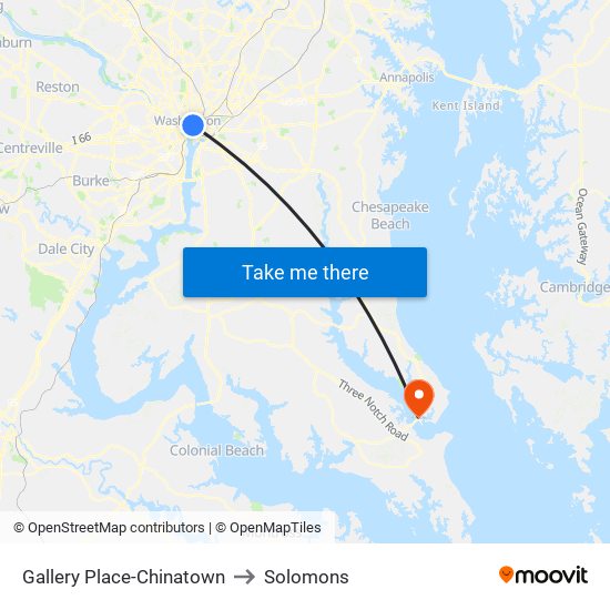 Gallery Place-Chinatown to Solomons map