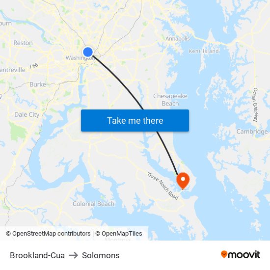 Brookland-Cua to Solomons map