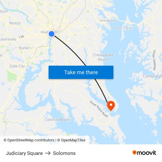 Judiciary Square to Solomons map