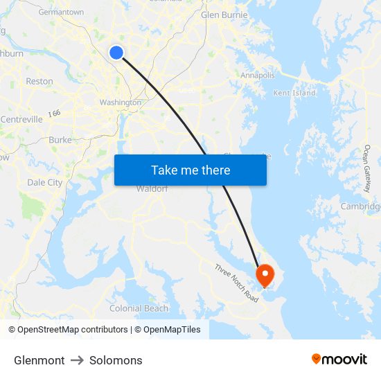 Glenmont to Solomons map