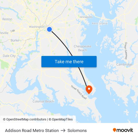 Addison Road Metro Station to Solomons map