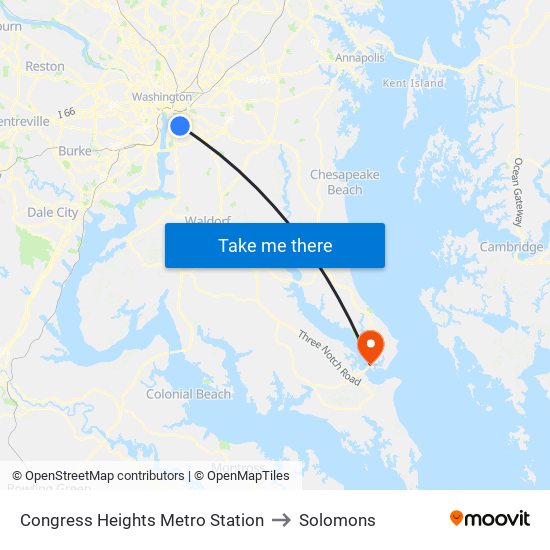 Congress Heights Metro Station to Solomons map