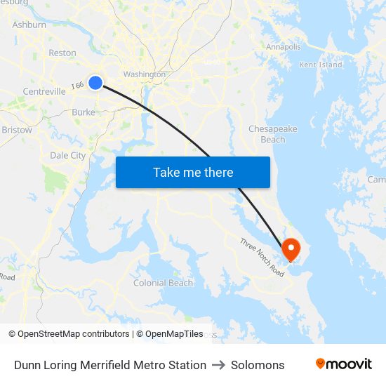 Dunn Loring Merrifield Metro Station to Solomons map