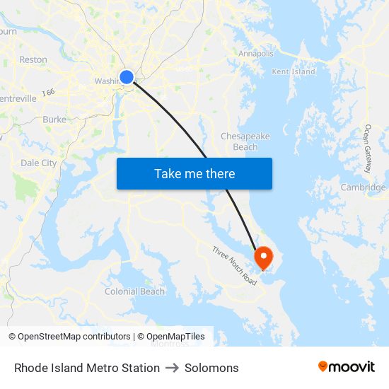 Rhode Island Metro Station to Solomons map