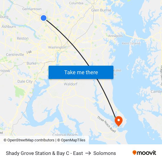 Shady Grove Station & Bay C - East to Solomons map