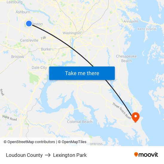 Loudoun County to Lexington Park map