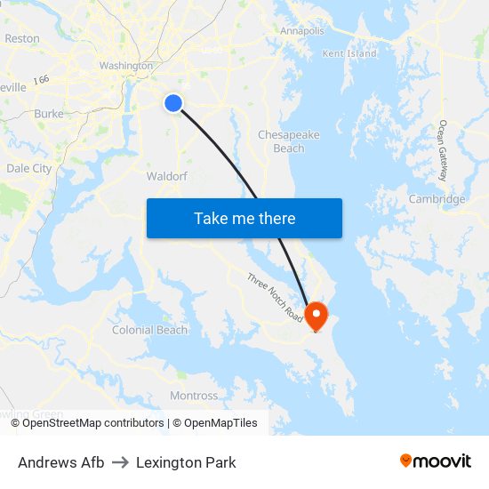 Andrews Afb to Lexington Park map