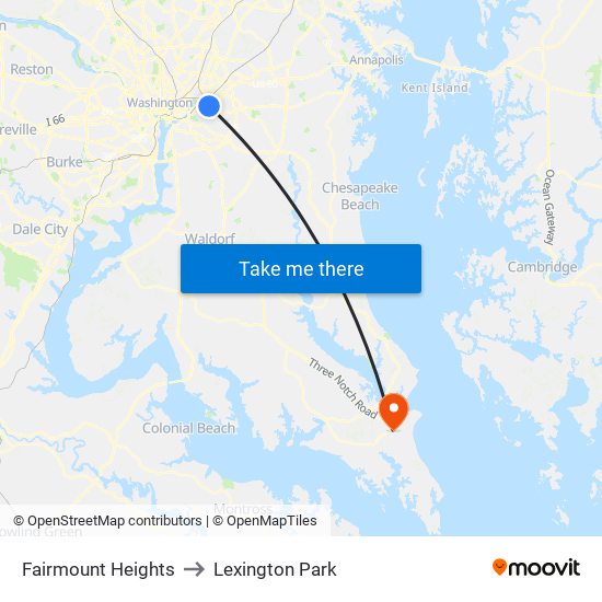 Fairmount Heights to Lexington Park map