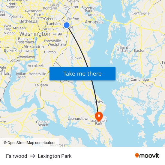 Fairwood to Lexington Park map