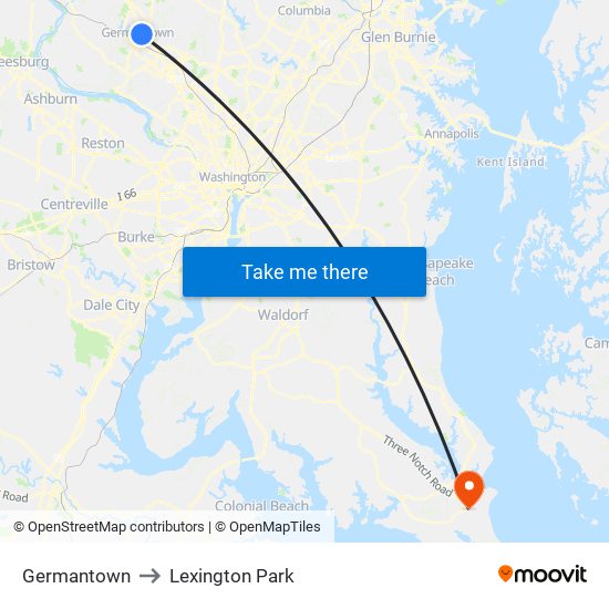 Germantown to Lexington Park map