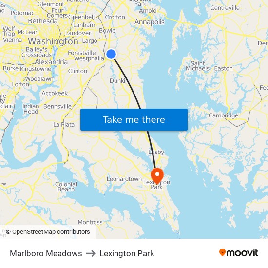 Marlboro Meadows to Lexington Park map