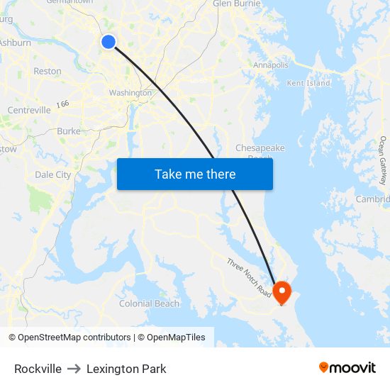 Rockville to Lexington Park map