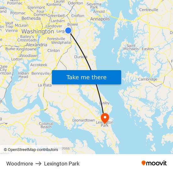 Woodmore to Lexington Park map