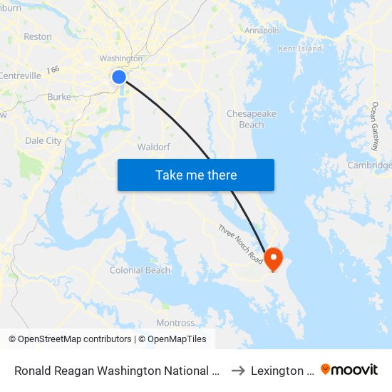 Ronald Reagan Washington National Airport (Dca) to Lexington Park map