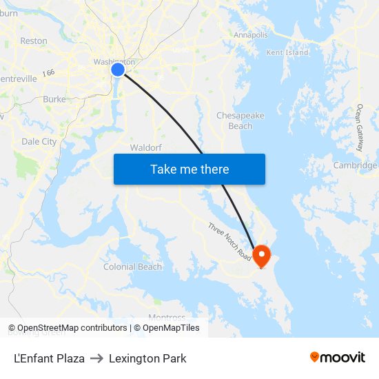 L'Enfant Plaza to Lexington Park map