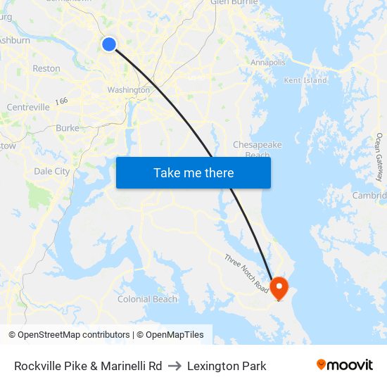 Rockville Pike & Marinelli Rd to Lexington Park map