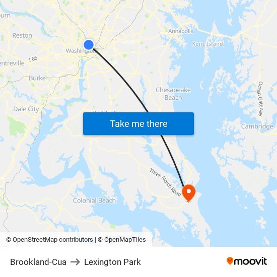 Brookland-Cua to Lexington Park map