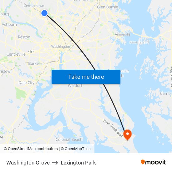 Washington Grove to Lexington Park map