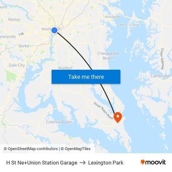 H St Ne+Union Station Garage to Lexington Park map