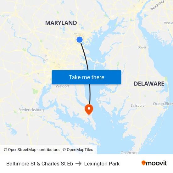 Baltimore St & Charles St Eb to Lexington Park map