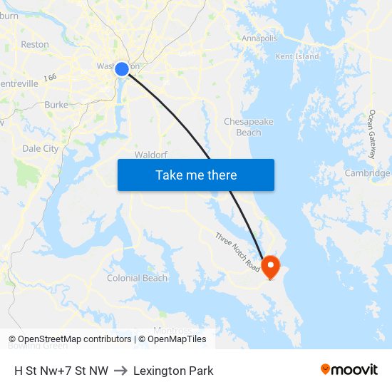 H St Nw+7 St NW to Lexington Park map