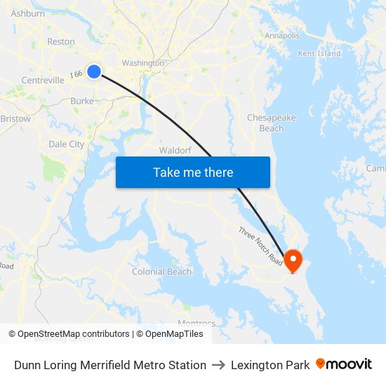 Dunn Loring Merrifield Metro Station to Lexington Park map