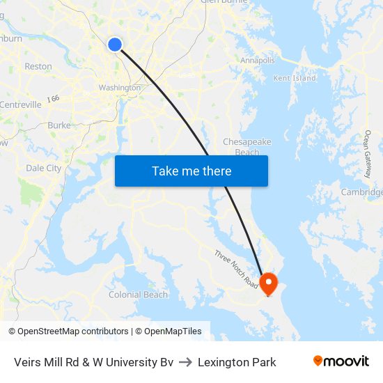 Veirs Mill Rd & W University Bv to Lexington Park map