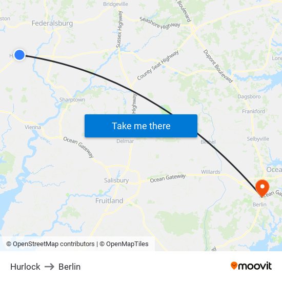 Hurlock to Berlin map