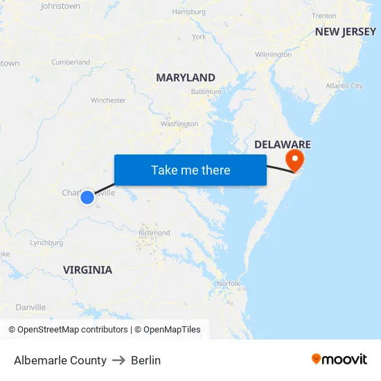 Albemarle County to Berlin map