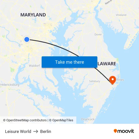 Leisure World to Berlin map